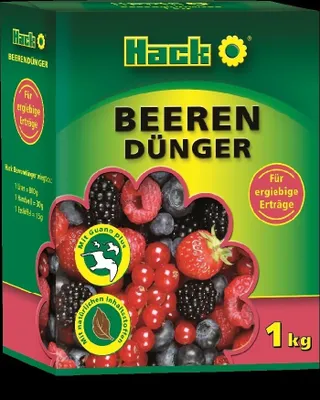 Produktbild von Hack Organisch-mineralischer Beerendünger 1 kg mit NPK 5+6+5+2 und 2% MgO