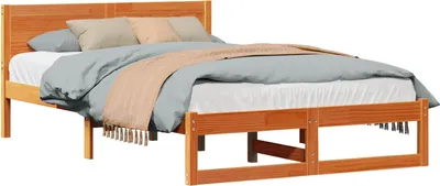 Zdjęcie produktu dla Ramka łóżka Woskowy Brąz 135 x 190 cm Lite drewno sosnowe