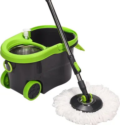 Image de 360° Spin Floor Mop Bucket Set 2 microfibres Head système de nettoyage outil