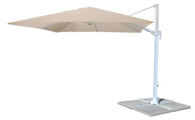 Image de Parasol de jardin 3 x 3 m avec protection anti-vent et pied en croix Indocte - Beige