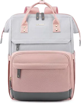 Image de LOVEVOOK Femme Sac à dos 17.3 pouces pour ordinateur portable Sac à dos scolaire étanche Gris Rose
