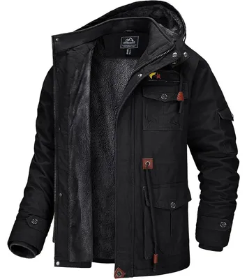 Productafbeelding van Winterjas voor heren, warm gevoerd met fleece, winddicht, kleur: zwart