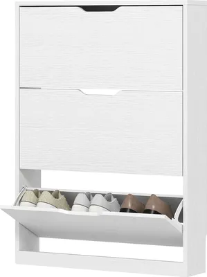 Immagine prodotto di Scarpiera con 3 ribalte, scarpiera, ribaltabile per scarpe, scarpiera stretta per 9-12 paia di scarpe 80 x 17 x 108 cm, bianco