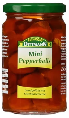 Image de Dittmann Feinkost Mini Pepperballs avec préparation au fromage frais 275g