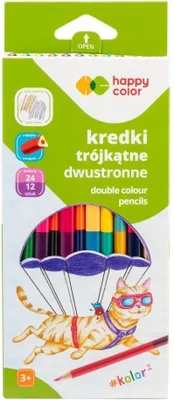 Immagine prodotto di Pastelli triangolari Happy Color, 24 colori, confezione da 12 pezzi