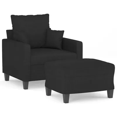 Immagine prodotto di Poltrona con Poggiapiedi Nero 60 cm in Tessuto