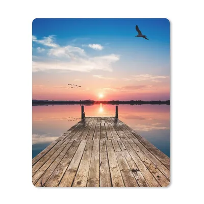 Produktbild von MuchoWow® Mauspad Mousepad Steg - Wasser - Sonnenuntergang - Rosa - Horizont 30x40 cm - Mousepads - Maus Mat - Pad - Mausunterlage - Mausmatten