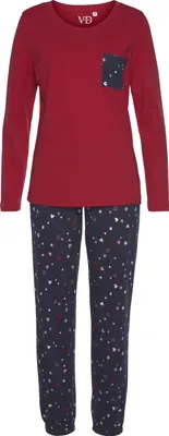 Produktbild von Vivance Dreams Pyjama 2 -teilig rot-navy Größe 40/42
