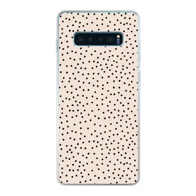 Produktbild von MuchoWow® Handyhülle Schutzhülle Hülle für Samsung Galaxy S10 Plus Polka dot - Beige - Schwarz Silikon Softcase Handy Hülle - Schutzhülle