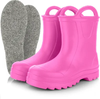 Produktbild von 3Kamido GoSplash Kindergummistiefel, sehr leicht und bequem, wasserdicht, mit Griff zum einfachen Anziehen und rutschfester Sohle - Rosa 29/30