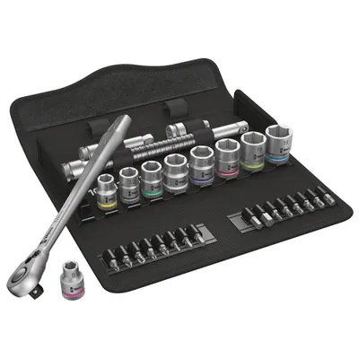 Produktbild von Wera 8100 SB 8, Steckschlüssel-Set, Schwarz, Chrom, CE, Ratschengriff, 1 Stück(e), 3/8"