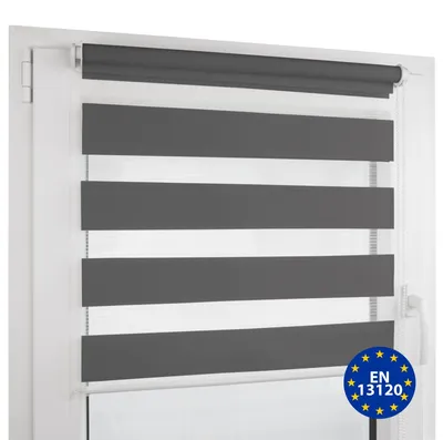 Produktbild von Deco4Me Doppelrollo Klemmfix ohne Bohren – Sicht- und Sonnenschutz in einem – Anthrazit, 150 x 200 cm