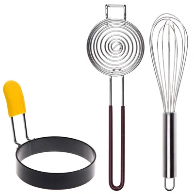Eierring, Eigelbscheider & Eierklopper – Edelstahl-Küchenhelfer-Set