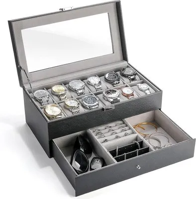 Produktbild von Famanu Uhrenbox mit Platz für 12 Uhren - Schwarz