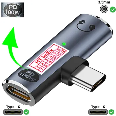 Produktbild von USB-C auf 3,5mm Klinke Adapter DAC Chip AUX + Laden PD 100W Kopfhörer 2in1