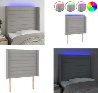 Produktbild von vidaXL LED Kopfteil Hellgrau 103x16x118/128 cm Stoff - LED Kopfteil - LED Kopfteile - Kopfteil - Bett-Kopfteil