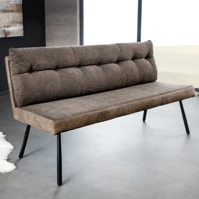 Produktbild von riess-ambiente Moderne Sitzbank BIG GEORGE 160cm taupe Flachgewebe Federkern schwarz Polsterbank Bank