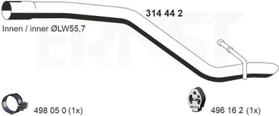 Produktbild von ERNST Abgasrohr Auspuffrohr für FORD Focus II Schrägheck (DA, HCP, DP) Hinten 314442