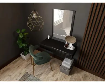 Zdjęcie produktu dla PAFOS Toaletka z lustrem czarny mat 80 x 41,6 x 100 cm
