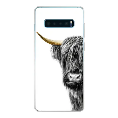 Produktbild von MuchoWow® Handyhülle Schutzhülle Hülle für Samsung Galaxy S10 Plus Schottischer Highlander - Tiere - Schwarz und Gold Silikon Softcase Handy Hülle - Schutzhülle