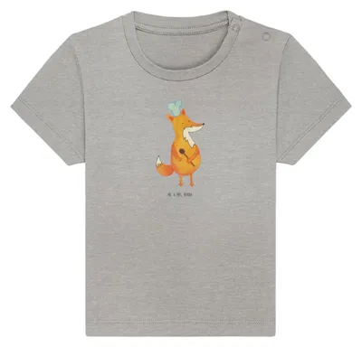 Produktbild von Mr. & Mrs. Panda  T-Shirt Fuchs Koch 24. - 36. Monat - Heather Grey - Geschenk, Hungrig, Bäcker, Kochlöffel, Öko Baby, Babyshirt, Organic, Jerseyshirt, Chefkoch, Shirt