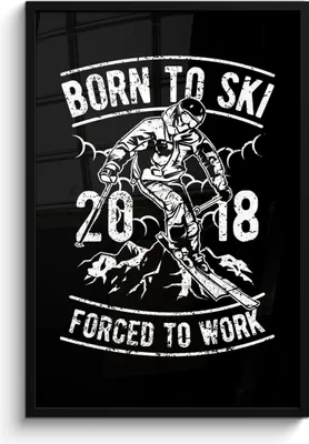 Produktbild von MuchoWow® MuchoWow® Gerahmtes Poster Ski - Schwarz - Weiß - Vintage 60x90 cm - Poster mit zchwarzem Bilderrahmen - Kunst