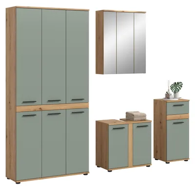 Produktbild von xonox.home Badkombination Blake Salbei / Artisan Eiche Nachbildung 215 x 191 x 34 cm
