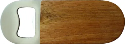 Produktbild von Flaschenöffner / aus Metall mit Holzbelag / Größe: 95 x 35 mm
