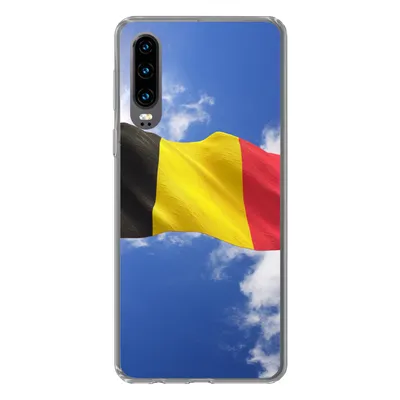 Produktbild von MuchoWow® Handyhülle Schutzhülle Hülle für Huawei P30 Die Flagge Belgiens weht am Himmel Silikon Softcase Handy Hülle - Kartenbesitzer