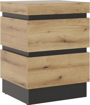 Produktbild von Nachttisch - B 50 cm - 3 Schubladen - Evoke Eiche Nachbildung - Grau