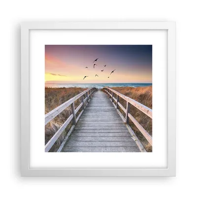 Produktbild von Gerahmtes Poster - Weißer Rahmen - Eintrag auf der Strand - 30x30 cm - Wand Bild - Wanddeko - Wandbilder - Kunstposter - Wandposter - Bilderrahmen - Bilder - Kunstdruck - P2WAC30x30-4647
