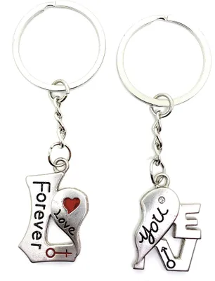 Produktbild von Onwomania Schlüsselanhänger Ich Liebe dich für immer Partner Silber Metall Anhänger Charm