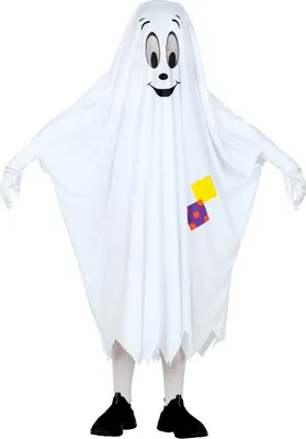 Produktbild von Kinderkostüm Gespenst – Gr. 104–158 cm – Weißer Poncho mit Geistergesicht 158 cm - 11-13 Jahre