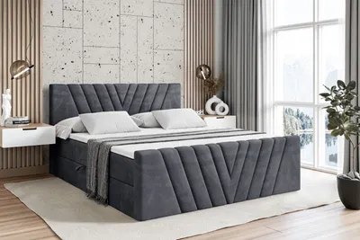 Produktbild von ALTDECOR Boxspringbett mit Fußteil, H3 Matratze und Topper - 160x200 cm - ERNINA-Z - Dunkelgrau Samt - Polsterbett mit Bettkasten und Lattenrost, Bett mit Stauraum