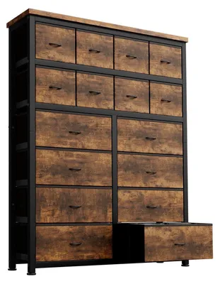 Image de Commode avec 16 tiroirs en tissu, meuble de rangement pour chambre, cuisine, bureau, couloir, salon, chambre d'enfant