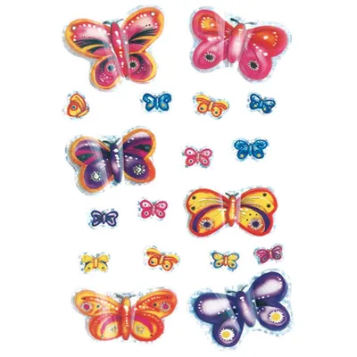 Image de HERMA, série MAGIC, papillons adhésifs en 3D, couleurs vives, 9x16 cm