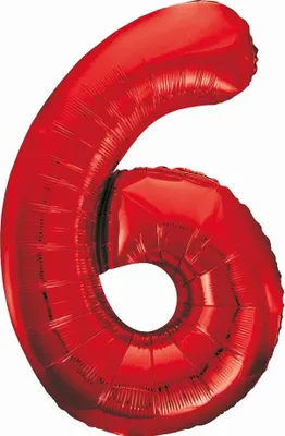 Produktbild von XL Folienballon Zahl 6 rot 85 cm