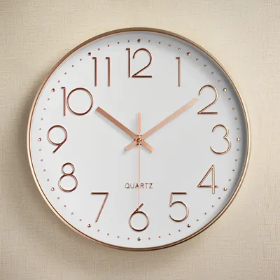 Produktbild von AIORBER Wanduhr, geräuscharmes Quarzwerk, 3D-Zifferblatt, groß 12", numerische Markierungen,Einfache Installation, Roségold
