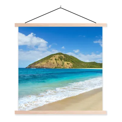 Produktbild von MuchoWow® Textilposter Meer - Tropen - Strand - Pflanzen 60x60 cm mit holzfarbenen Rahmen - Wanddekoration