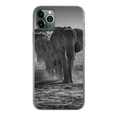 Produktbild von MuchoWow® Handyhülle Schutzhülle Hülle für iPhone 11 Pro Max Elefant - Einfarbig - Tiere - Schwarz - Weiß Silikon Softcase Handy Hülle - Schutz