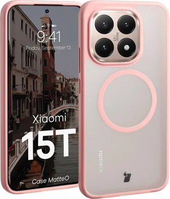 Produktbild von Handyhülle mit Magnetring für Xiaomi 15T, Bizon Case MatteO, Getönt-Hellrosa