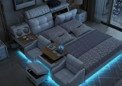 Produktbild von Multifunktionales Bett Moderner Stil Weiße Farbe Holzrahmen Weich