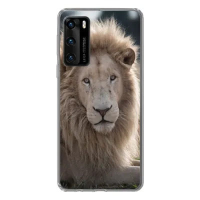 Produktbild von MuchoWow® Handyhülle Schutzhülle Hülle für Huawei P40 Löwe - Tier - Weiß Silikon Softcase Handy Hülle - Handytasche
