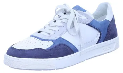 Produktbild von Sioux Herren Sneaker Weiß mit niedrigem Schnitt, klassischem Schnürverschluss und blauen Akzenten