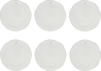 Produktbild von 6er Set Kuchenteller HEART STRIPES mit grauen Streifen 19cm Bastion Collections