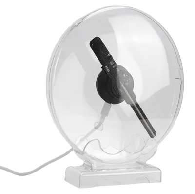 Obrázek produktu pro 3D holografický reklamní displej s dálkovým ovládáním a ventilátorem – 3D holografický projektor s 80 LED diodami a Bluetooth reproduktorem pro obchodní prostory, výlohy a večírky