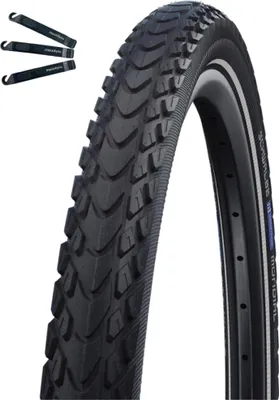 Obrázok produktu pre 1 x Schwalbe bicyklová pneumatika Marathon Mondial Performance RaceGuard E-50 ADDIX čierna/reflexná 50-622 (28 x 2,00") vrátane montážnej páky maxxi4you