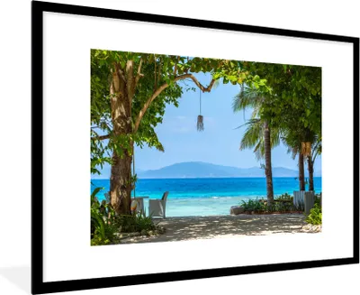 Produktbild von MuchoWow® Gerahmtes Poster Tropisch - Strand - Meer 90x60 cm - Poster mit Schwarzem Bilderrahmen Wandposter Rahmen Foto Bilder - Wanddekoration - Fotos