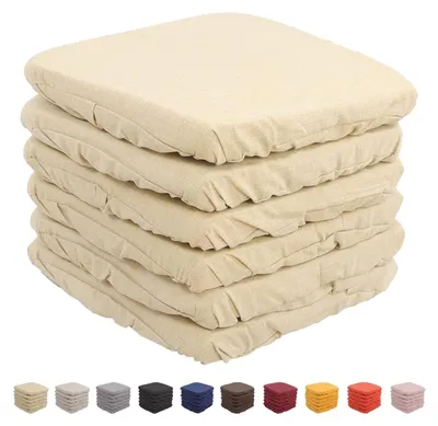 Image de Ensemble de 6 coussins de siège, confortables et fabriqués en coton, avec un rembourrage de 6 cm d'épaisseur