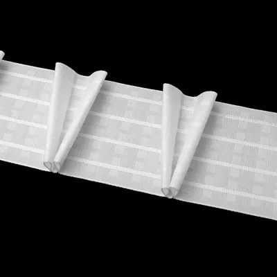 Produktbild von Gardinenband 10m V-Falte Multitaschenband Weiß-100mm 1:2.0 Kräuselband Faltenband